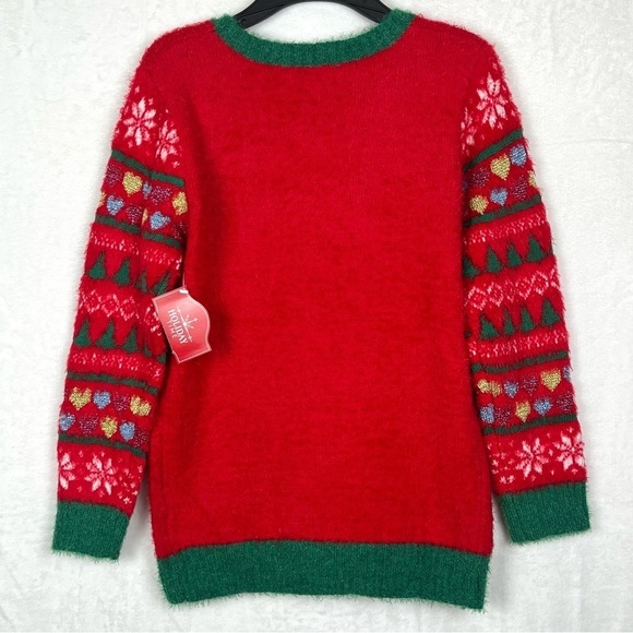 Christmas Reindeer Girls Holiday Time Sweater Size Large (10-12) - Picture 2 of 8